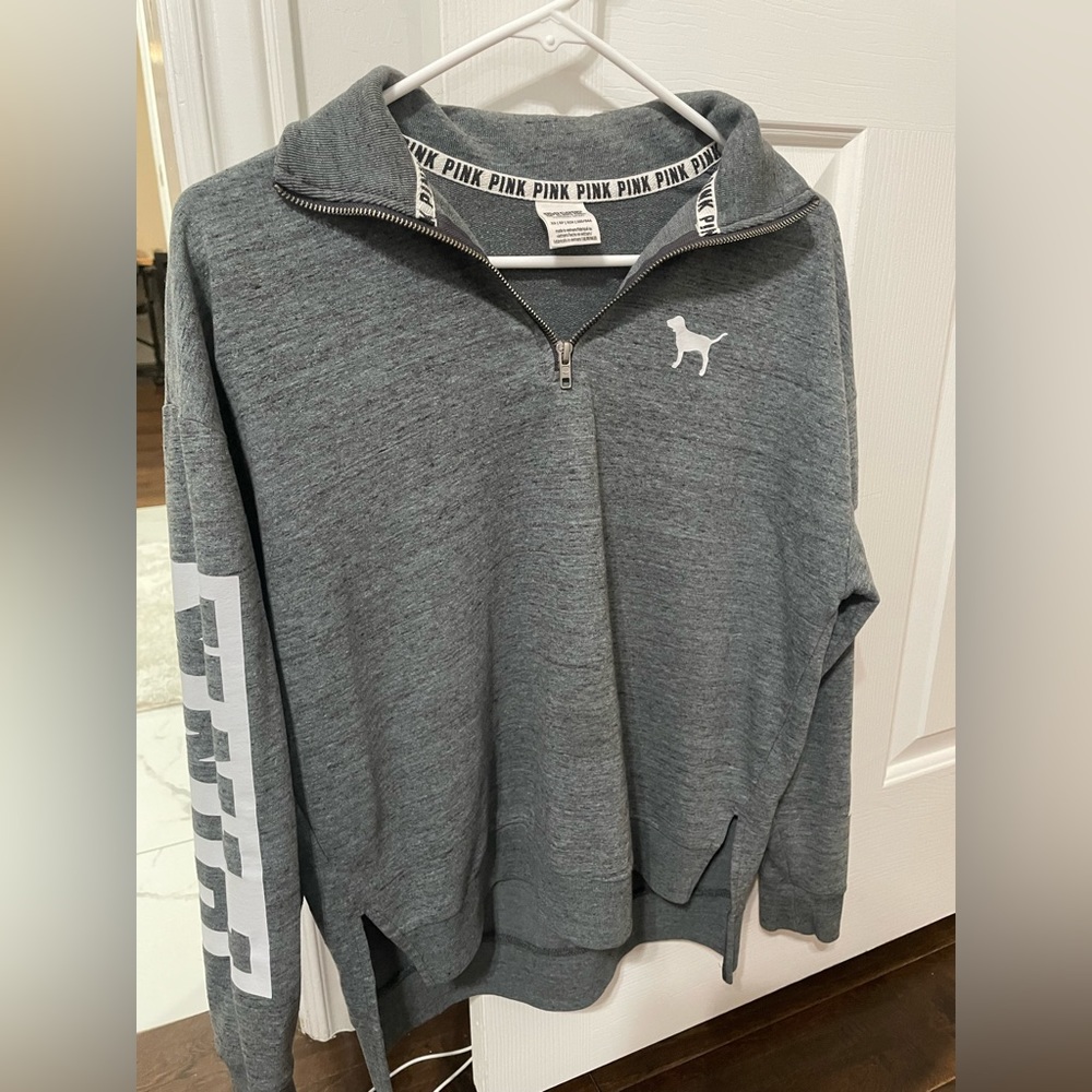 PINK Victoria secret Grey Sweatshirt with zip up ! Great condition!